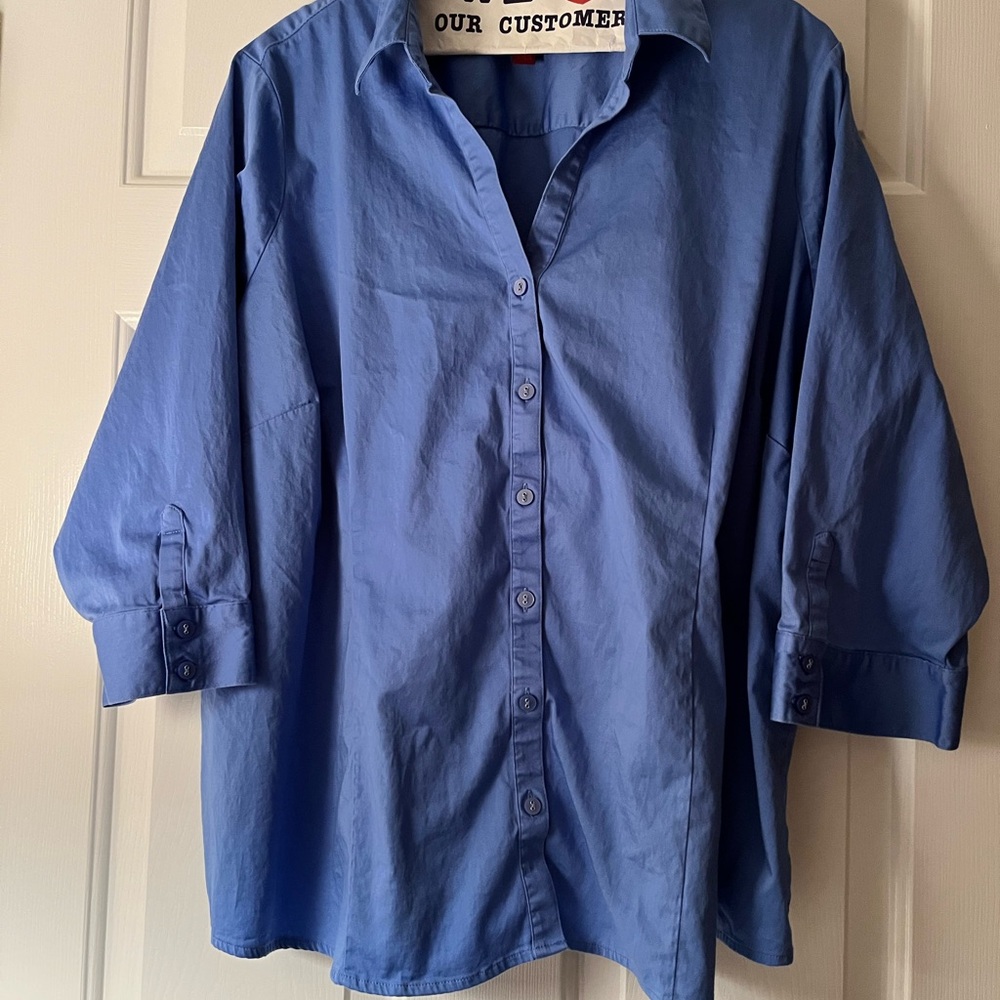 212 Collection Royal Blue Button-Down Blouse